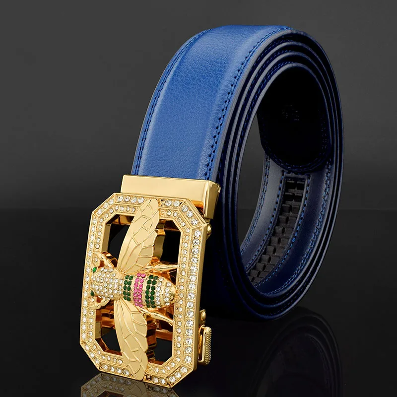 3D bee automatic buckle Gloden belts men luxe marque brand high quality pattern leather fashion popular Waist strap high quality