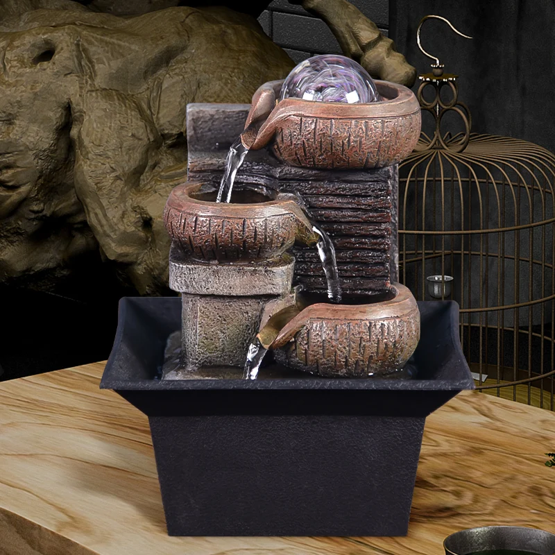 

Geschenken Desktop Water Fontein Draagbare Tafelblad Waterval Kit Rustgevende Ontspanning Zen Meditatie Lucky Fengshui Home
