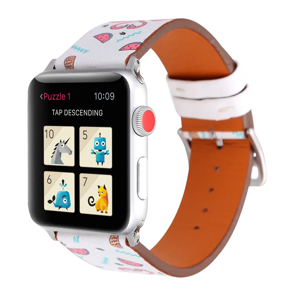 С цветочным принтом Кожаные Ремешки для наручных часов Apple Watch, версии 5/4/3/2/1 браслет полосы 44 мм 40 мм, 42 мм, 38 мм, версия для наручных часов iWatch, 4 аксессуары