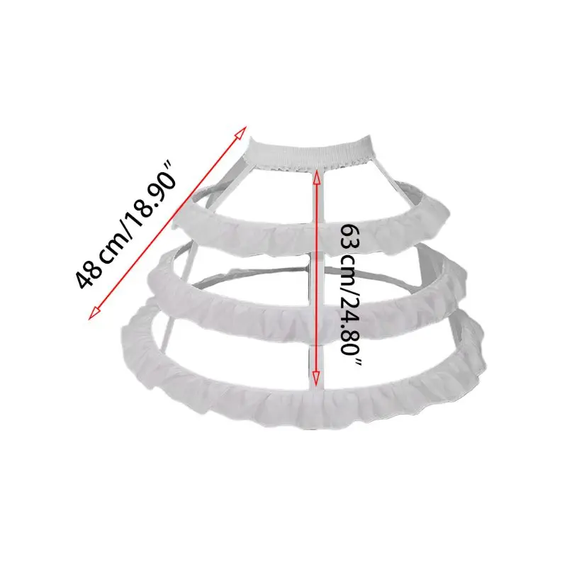 

Women 3-Hoop Petticoat Skirt Hollow Out Ruffles Japanese Lolita Dress Pannier Bird Cage Wedding Cosplay Crinoline Underskirt