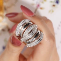 luxury 925 silver gold plated more x type with pave setting 238pcs diamond engagement wedding rings for women jewelry