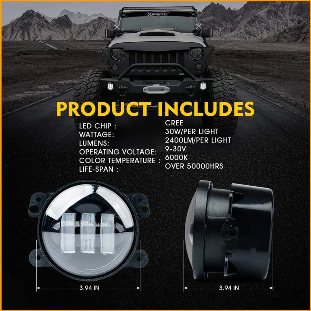 4 дюймовые светодиодсветодиодный Противотуманные фары для 07 18 Jeep Wrangler JK Unlimited