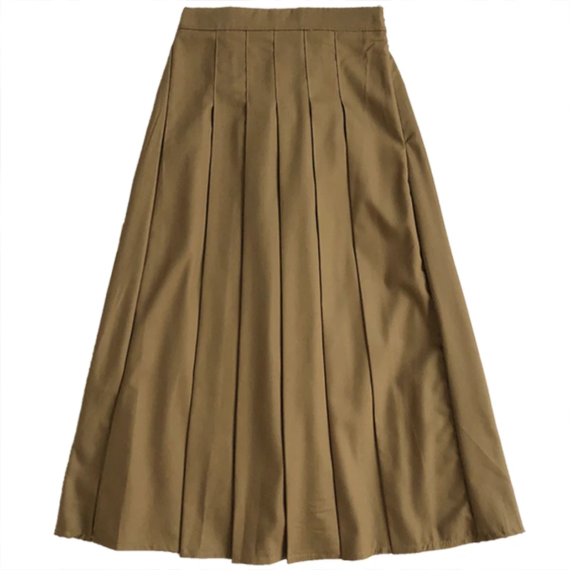 

2 colors 2019 autumn Female long Skirts Women korean style High Waist long pleated Skirt solid color midi skirt womens (