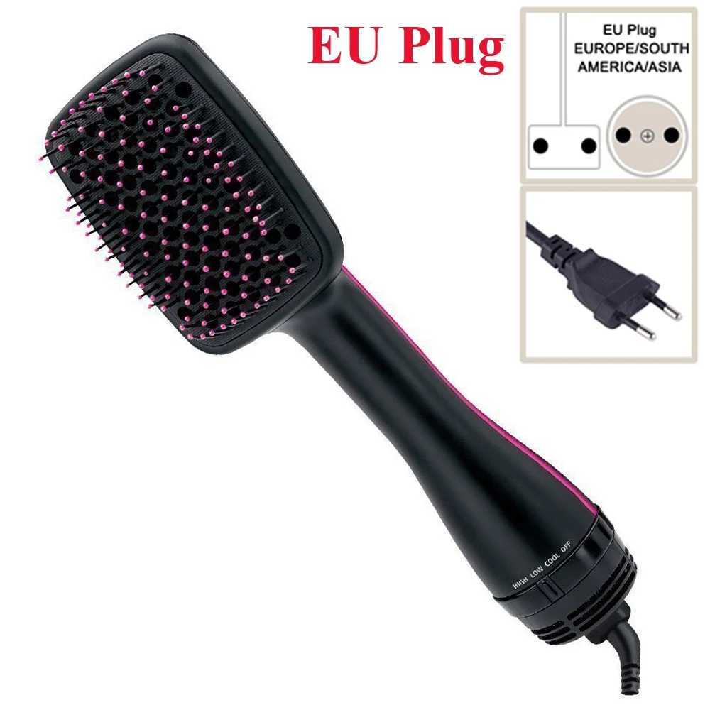Type 1 EU Plug Профессиональная Фен-щетка 2 в 1 электрическая Фен-щетка для волос Горячая воздушная расческа для завивки волос салонная Расческа для укладки волос Прямая поставка - Цвет: Type 1 EU Plug