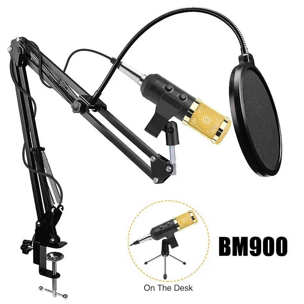 

BM900 USB Capacitive Microphone Vocal Recording Wired Kaorake Mic For Live Kits Professional USB Radio Desktop For PC Computer