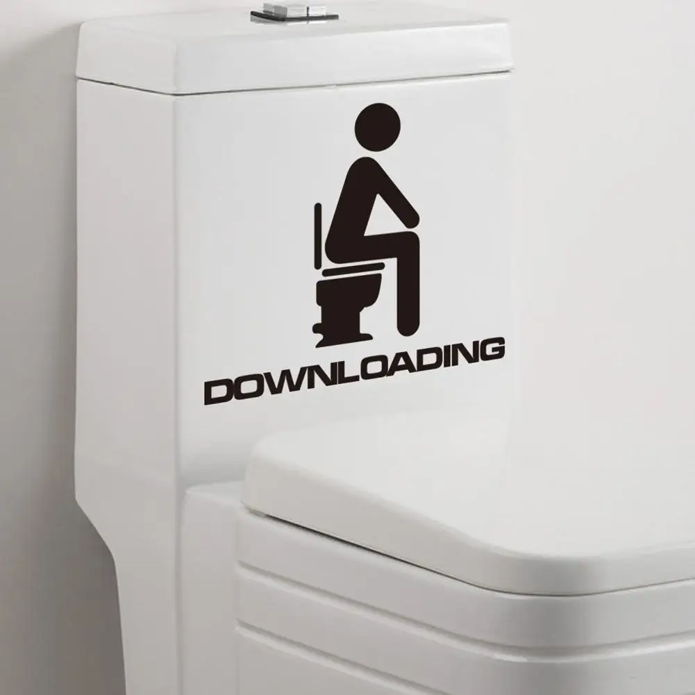 

Funny Downloading Bathroom Toilet Restroom Wall Stickers Home Decals Wall Art Murals Toilet Decal Diy Decor Diy P5K9