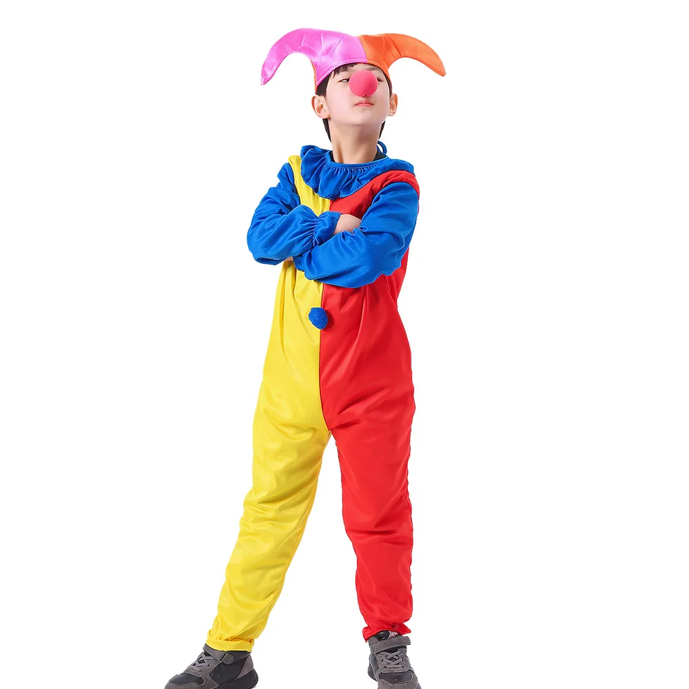 Хэллоуин Дети Мальчики костюм клоуна для косплея детский сад Комбинезоны и шляпа