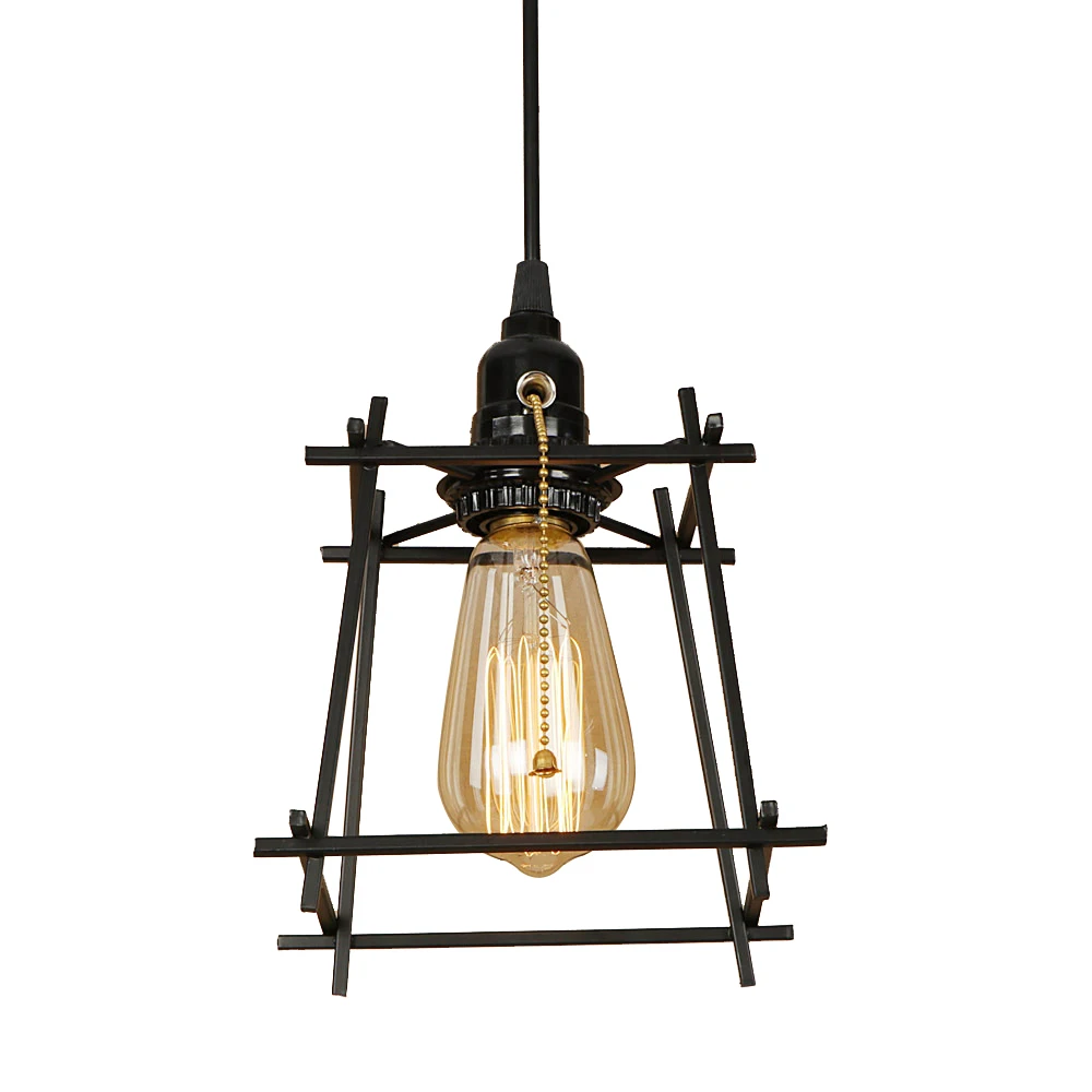 Винтажный железный черный подвесной светодиодный светильник E27 лампа для