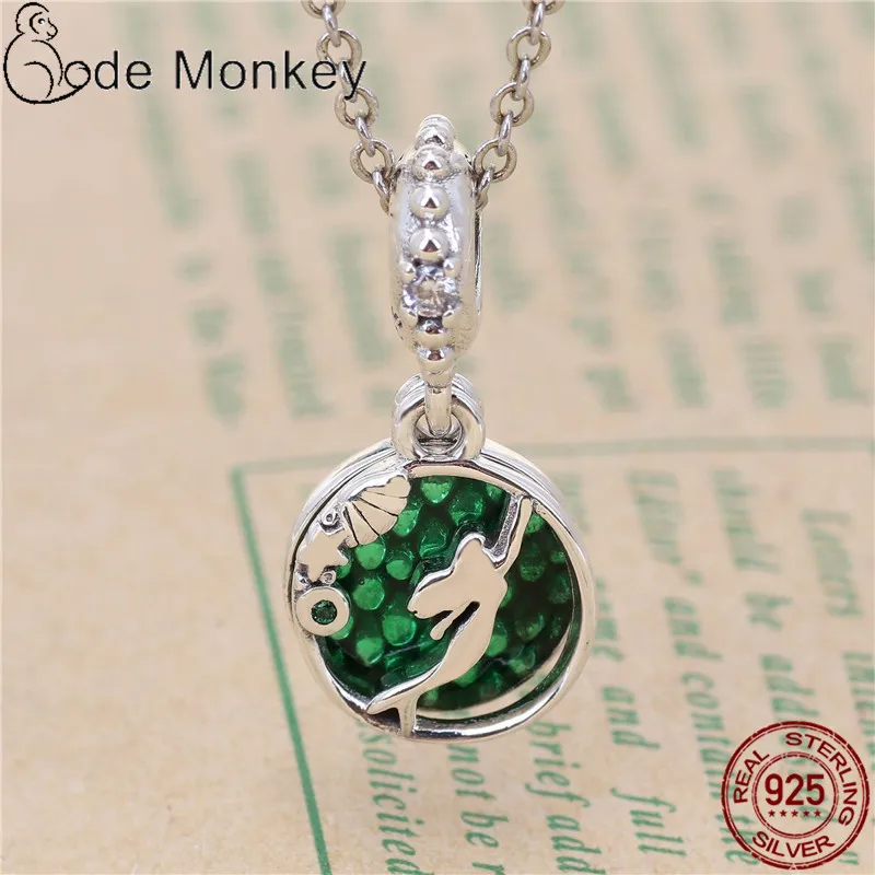 CodeMonkey хит продаж 100% настоящая 925 пробы серебро Русалочка бусины подвески