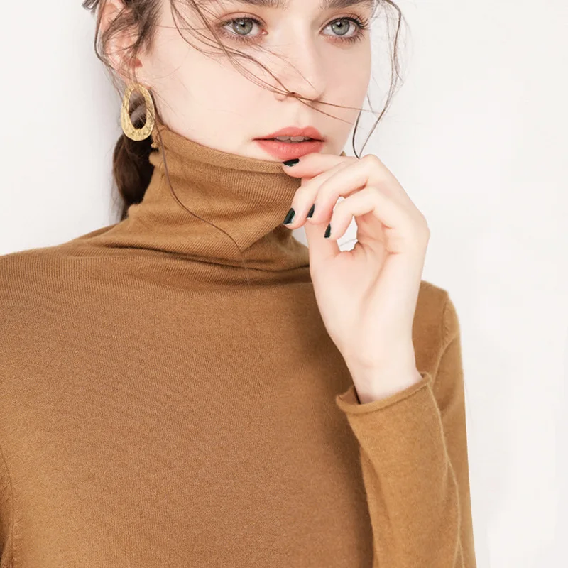 

2020 Autumn/Winter Cashmere Turtleneck Sweater Women's Turtleneck Short Slim Sweater Women's Turtleneck Sweater Solid Color