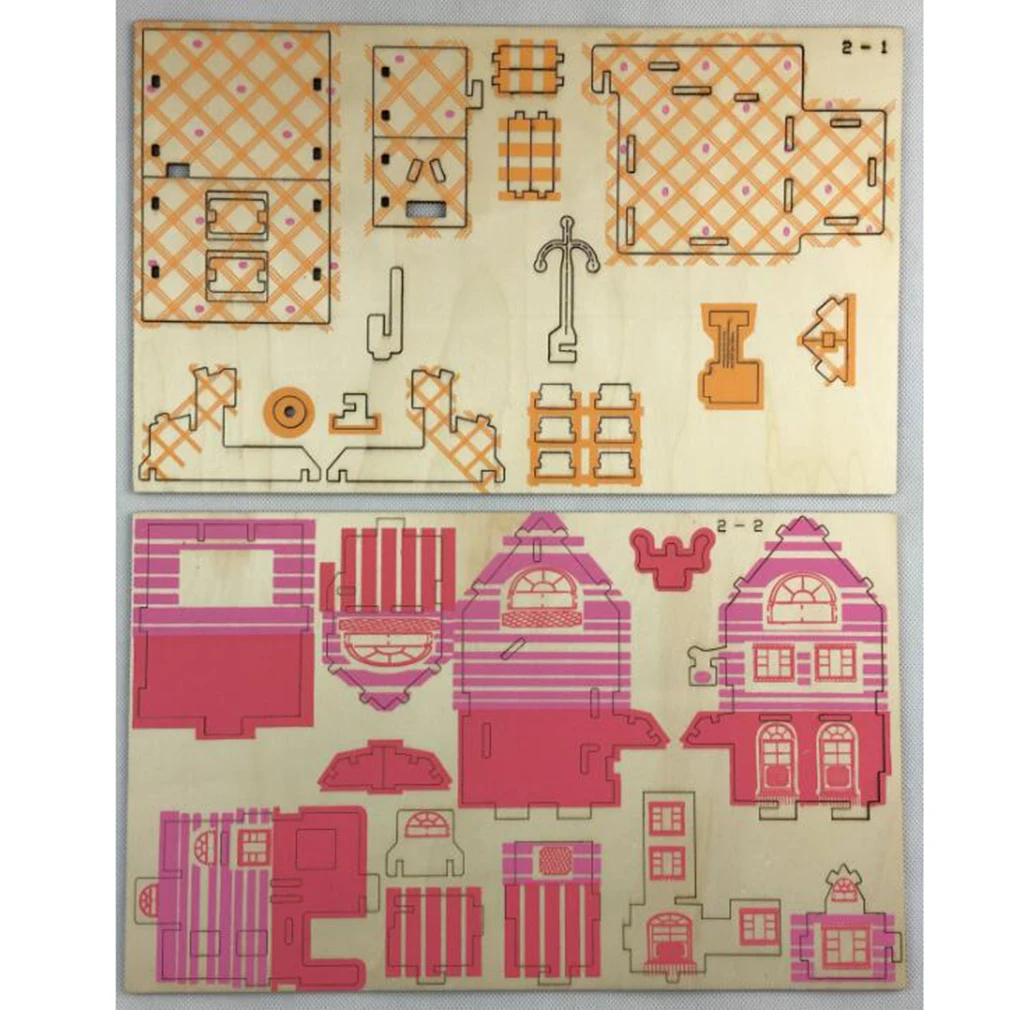 

Children's wooden puzzle peace coffee shop 3D puzzles DIY kingergarden art craft handmade toys for children DIY educational toys