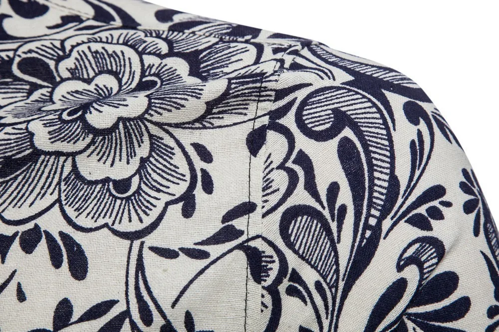 Блуза мужская летняя Bohe цветочный короткий рукав льняная Базовая Блузка Топ Плюс