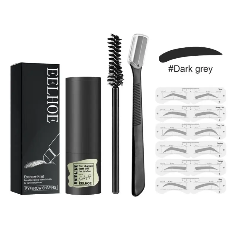 One Step Eyebrow Stamp Shaping Kit Professional Eye Brow Gel Makeup with 10 Reusable Stencils Brushes | Красота и здоровье