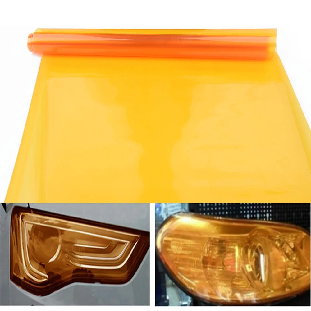 

Amber Car light film Orange Fog Vinyl Waterproof Stretchable Exterior Lamp