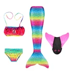 Летнее Радужное платье принцессы для девочек с 3D хвостом русалки, удобный костюм с бюстгальтером и шортами, купальник для вечеринки на день рождения, пляжная одежда Copslay