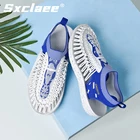 Летняя модная дышащая тканая повседневная обувь Sxclaee, Удобная Нескользящая износостойкая уличная спортивная обувь, мужская обувь, размер 46