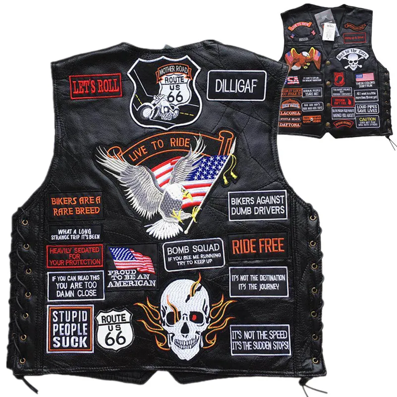 2019 новый мужской кожаный мотоциклетный жакет с вышитыми буквами флаг США Орел
