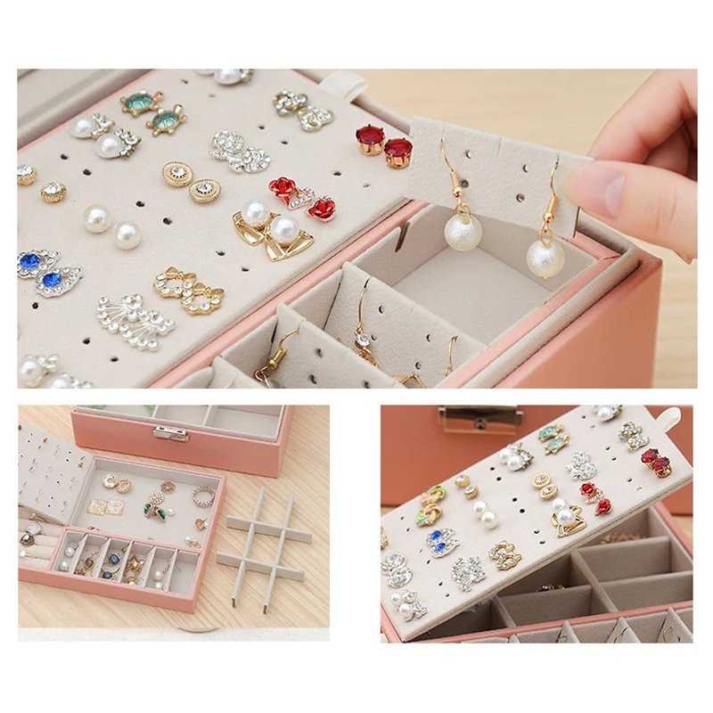 

High Capacity Jewelry Box Travel Jewelry Organizer Multifunction Necklace Earring Ring Storage Box Women Gifts