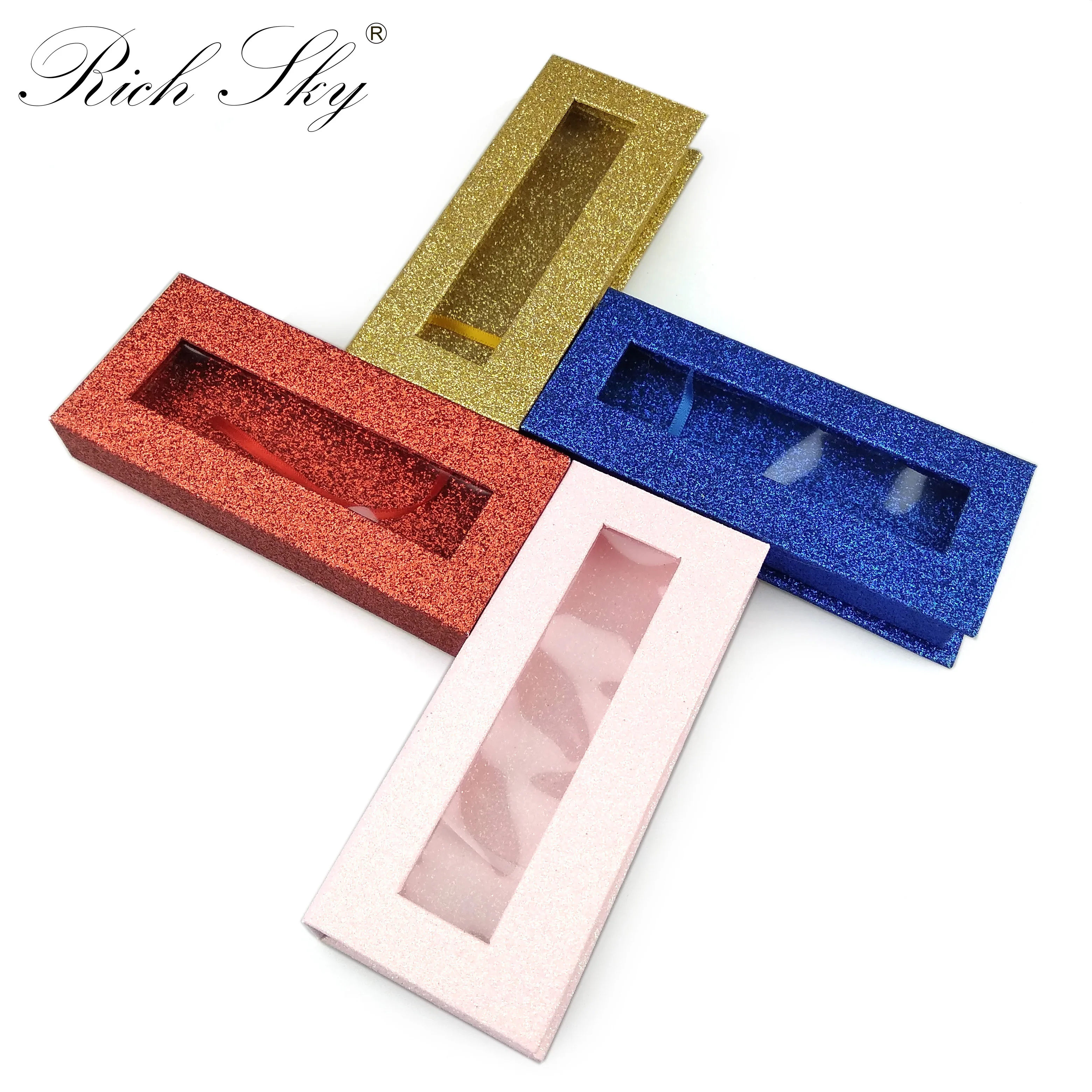 

Rich sky Luxury mink eyelash provides rectangle shape custom packaging