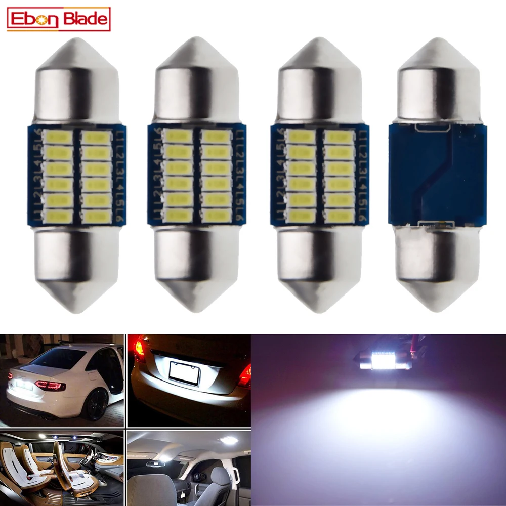 4x Белый 4014 SMD 28 мм 31 в диаметре фестон Светодиодная лампа 12 6614F 6612F для салона Купол