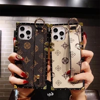 shockproof square wrist strap phone case for samsung s21 ultra case leather s20 fe s10 s9 s8 note 20 10 a50 a70 a21s a02s a12 5g
