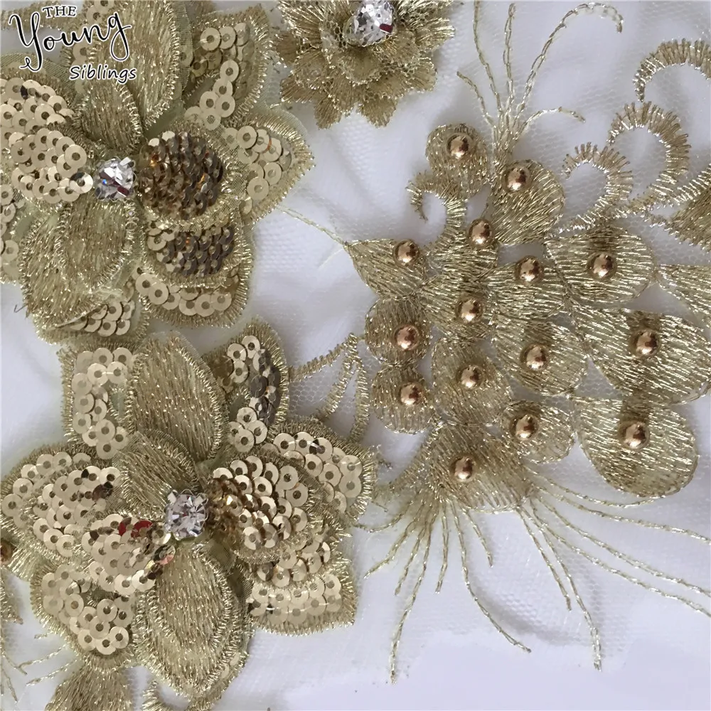 Золотая вышивка высокое качество ABS жемчужный тюль кружевной воротник 3D