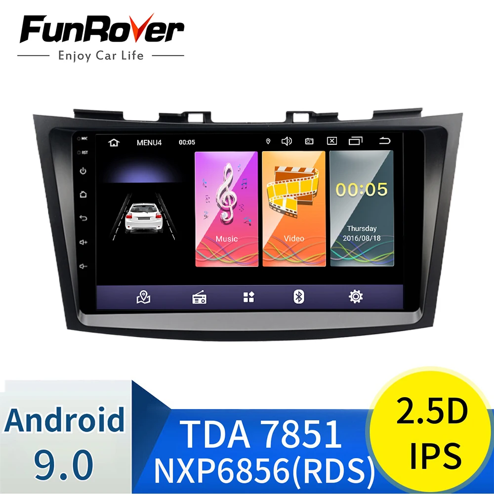 Funrover 2.5D+ ips 2 din Android 9,0 автомобильный dvd gps плеер для Suzuki Swift 2011- автомобильный Радио Мультимедиа Навигация стерео rds bt