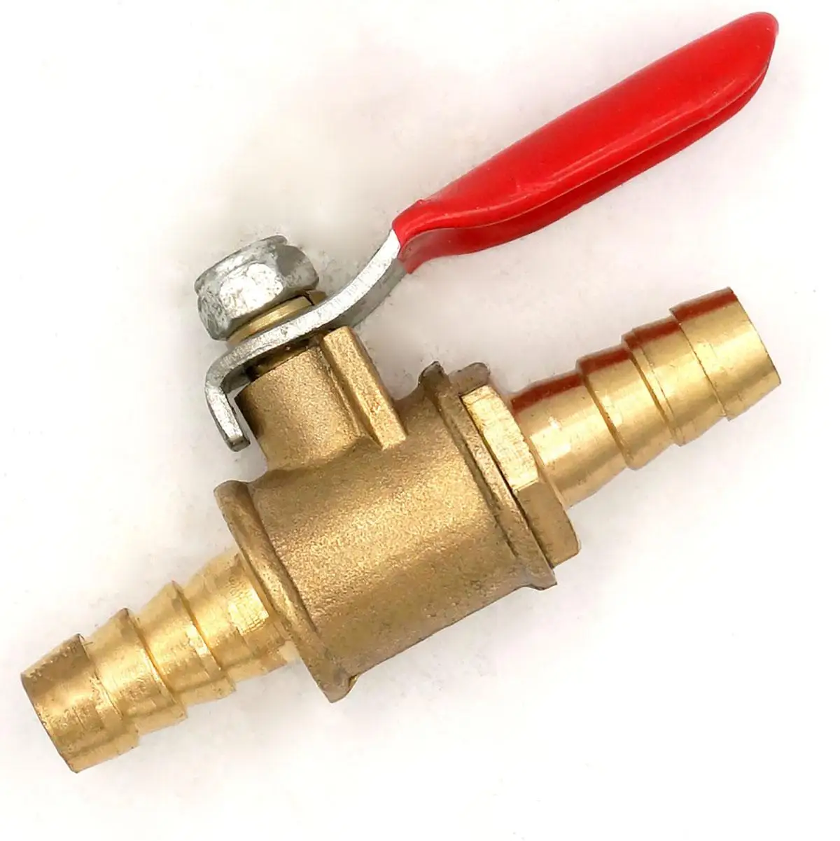 Passend für Rohr-ID 6/8/10/12/14 mm Stacheldraht-Kugelhahn aus gleichem Messing mit rotem Griff für Wasser und Luft – Detail 1