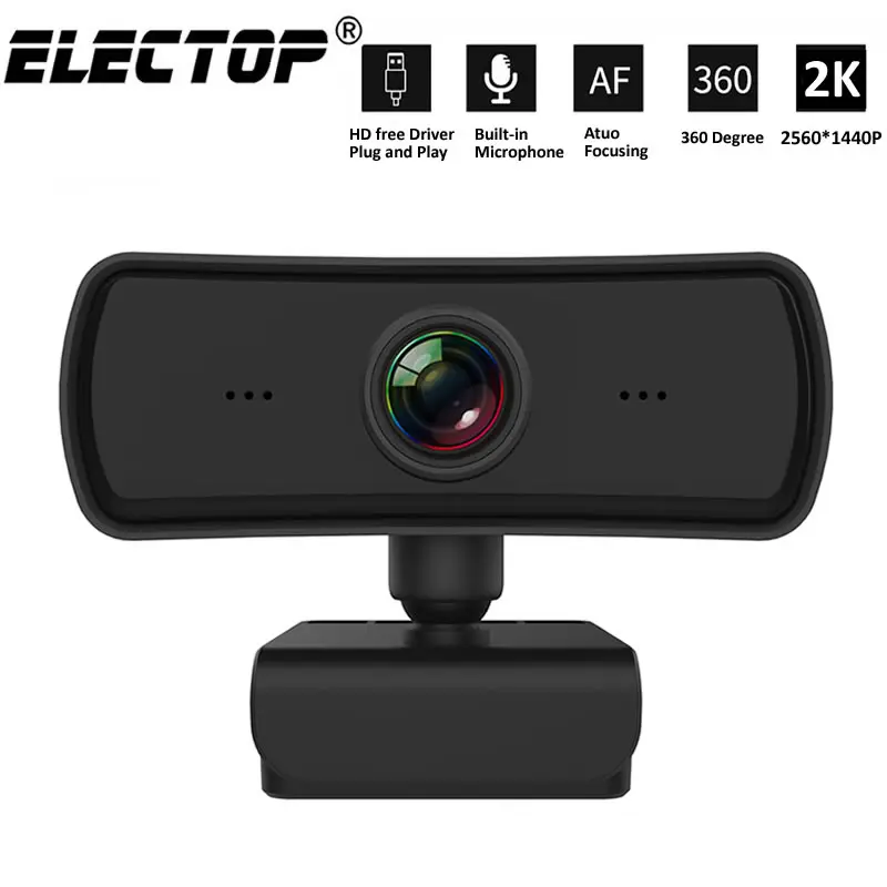 Веб камера Electop 2K QHD для компьютера четырехъядерная HD веб с микрофоном ноутбука