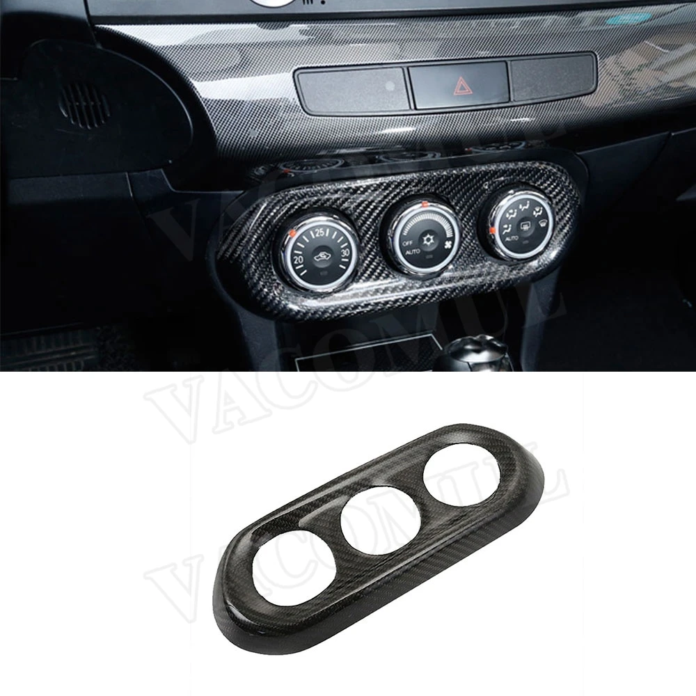 

Car Carbon Fiber Air Condition Adjustment Button Panel Trim frame Sticker For Mitsubishi Lancer Evolution EVO 10X 2008-2012