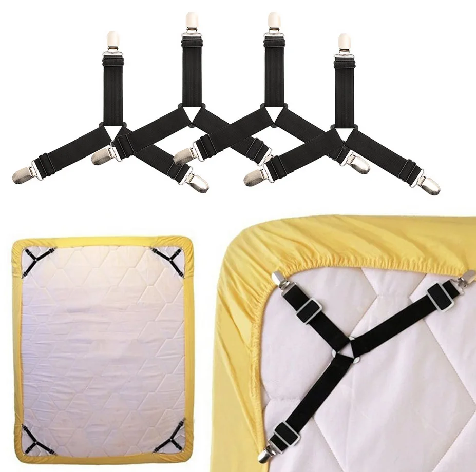 

4Pcs/set New Useful Multipurpose Bed Sheet Fasteners Mattress Elastic Holder Clip Grippers Tool Bed Sheet