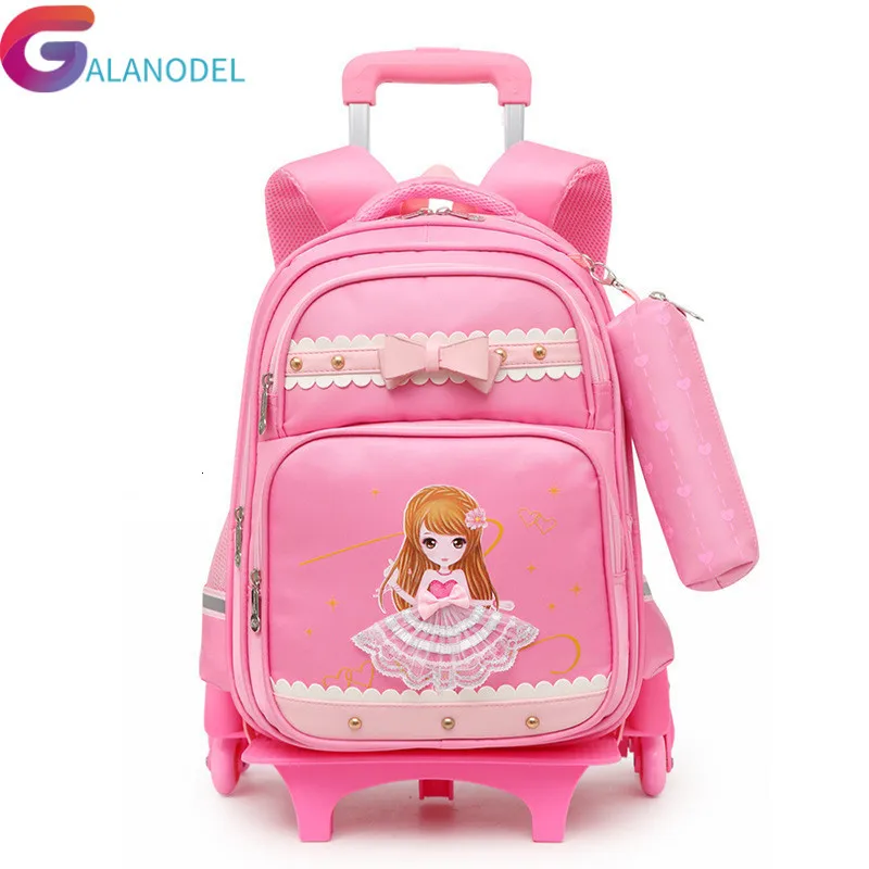 Школьные сумки на колесиках с героями мультфильмов для девочек 2 или 6 съемный