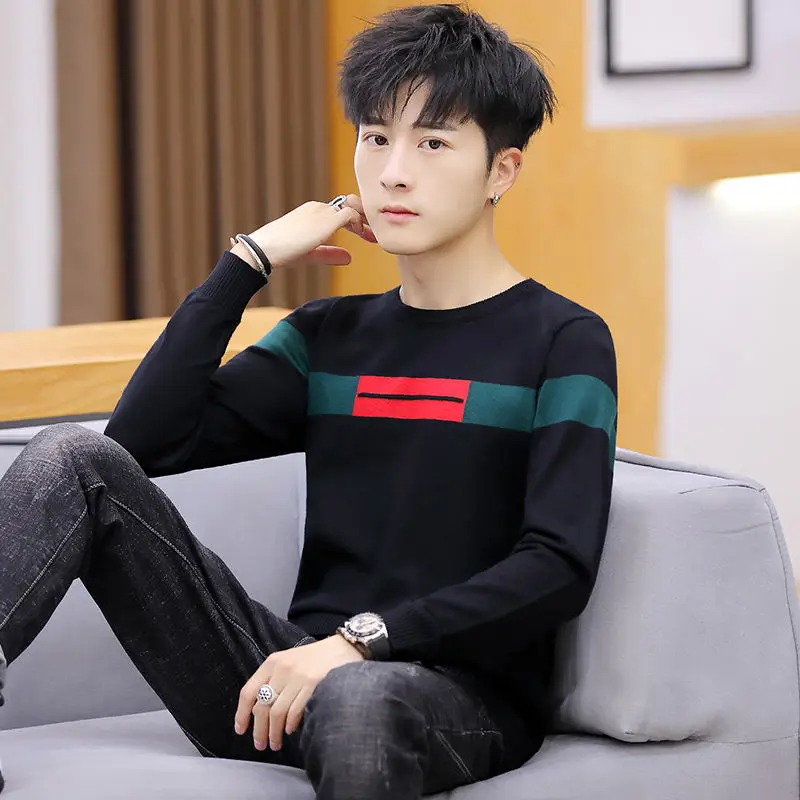 

Sweater Men Fall/winter Round Neck Men's Knit Sweater Fashion Trend Medium Thick Bottoming Shirt Men