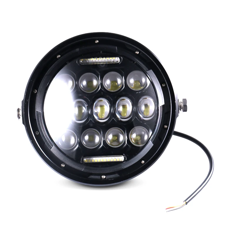7 Inch Motorcycle LED Headlight Universal Motor 7&quot Round Head Lamp Retro Black Headlamp for Cafe Racer Bobber Honda GS125 CG125 |