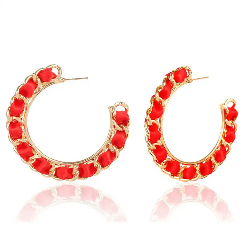 

Jewelry Circle Hemp Statement Women Design Rope Fashion Hoop Alloy Earrings Gift