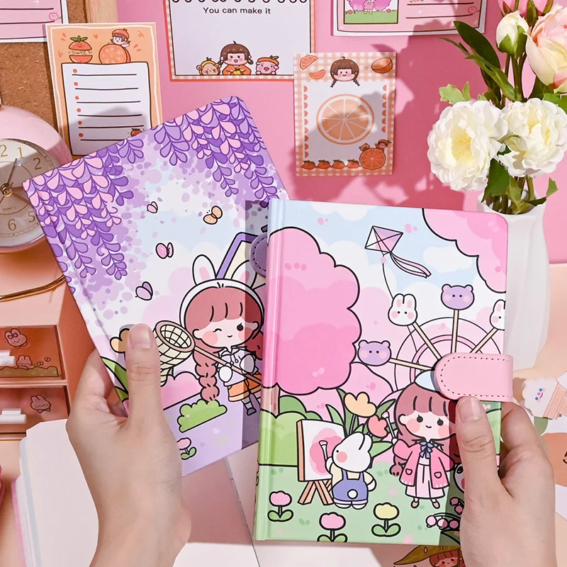 

Notebook Cute Girl Heart Hand Account Book Full-color Page Magnetic Buckle Student Children Model Fairy Diary