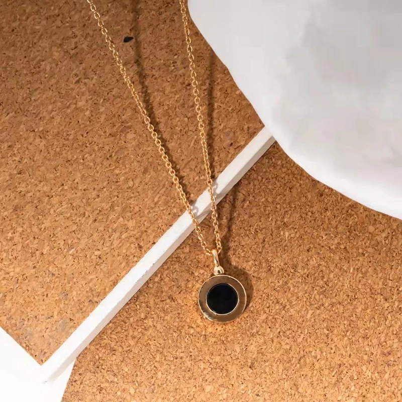 

Trend fashion double-sided pendant necklace original brand high quality jewelry logo exquisite female gift