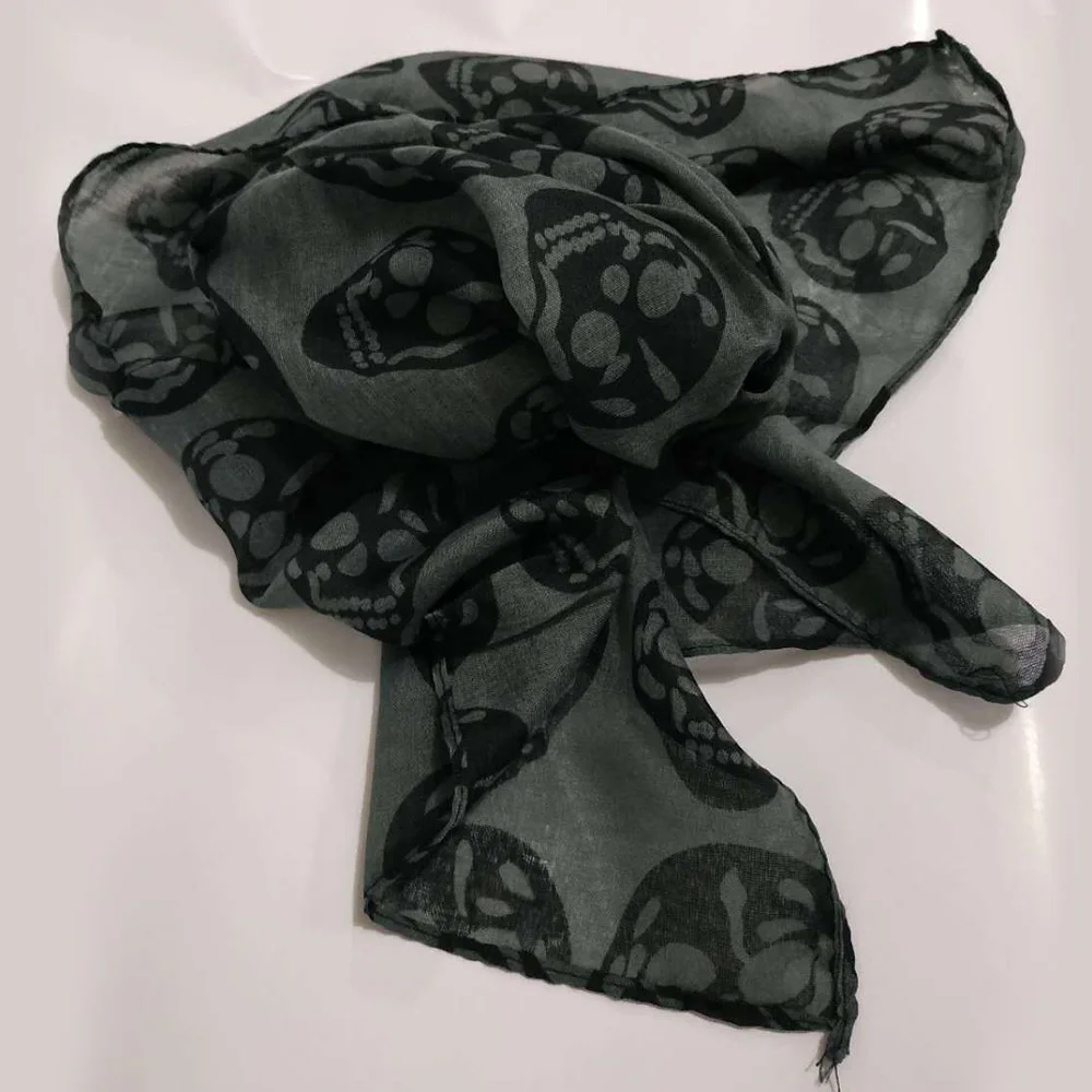 Женский Осенний шарф с принтом черепа для женщин из хлопка и льна летняя пляжная