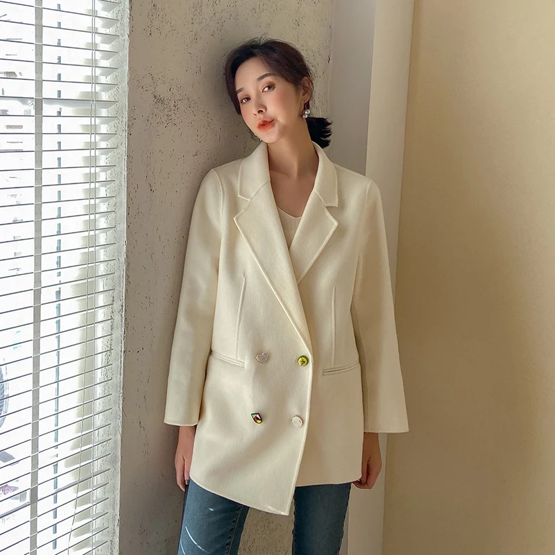 2020 Весна Осень 100% шерстяное пальто женское элегантное Шерстяное Пальто
