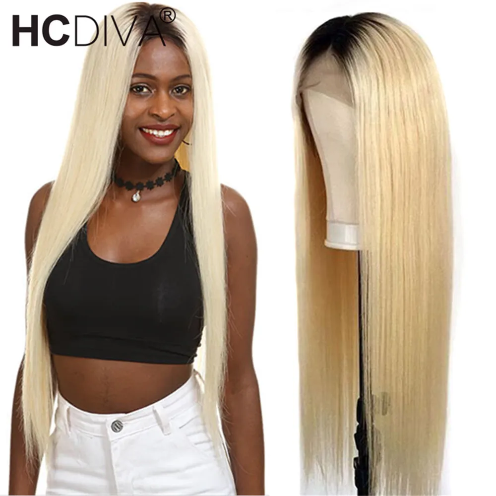 

1B/613 Blonde Ombre Color Brazilian Straight Human Hair Wig Middle Part Lace Wig 150% Brazilian Remy Human Hair Wigs for Women