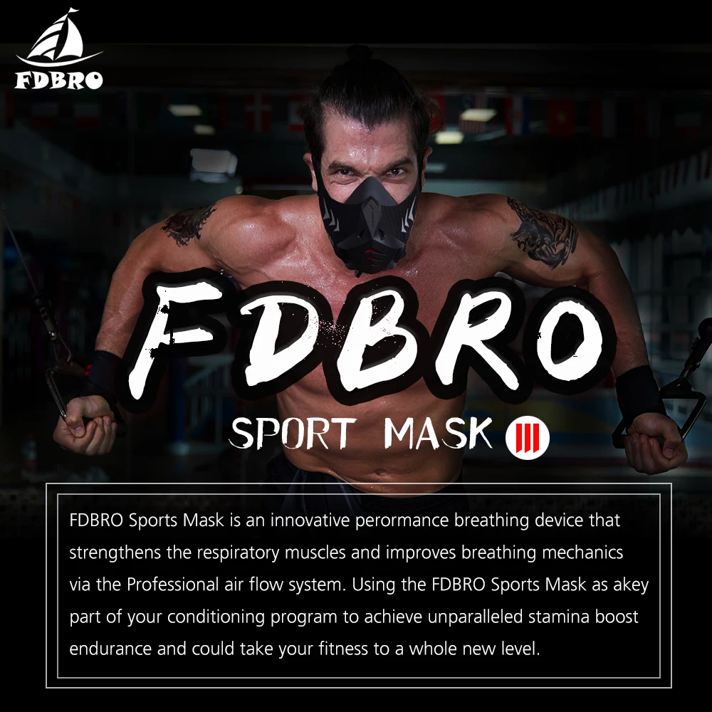 FDBRO Pro маска высокая высота защитный дыхательный тренажер бег Пыленепроницаемая маска кардио воздушный фильтр хлопок тренировочная Спортивная маска