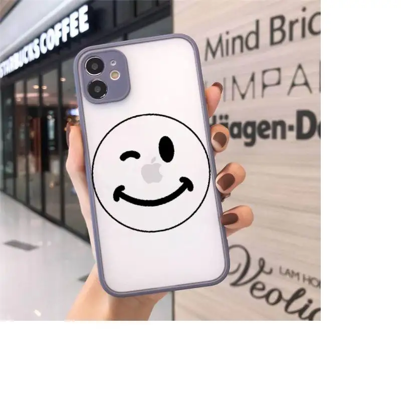 

Cartoon cute funny smiley expression Phone Cases Matte Transparent for iPhone 7 8 11 12 s mini pro X XS XR MAX Plus cover funda