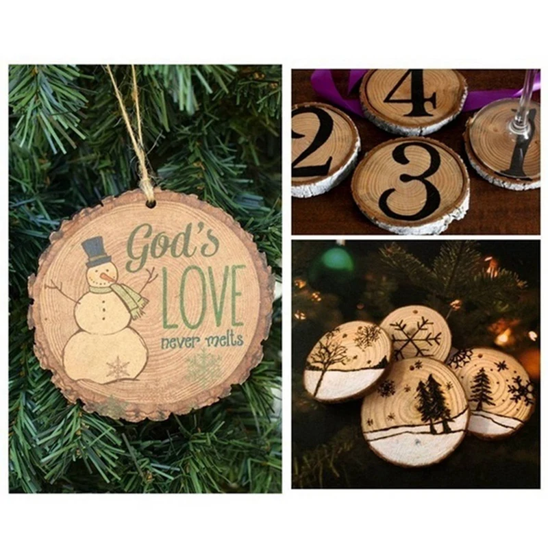 

40 Pcs 3-4CM Unfinished Natural Round Wood Slices & 1 Pcs Hanging Wall Mirror