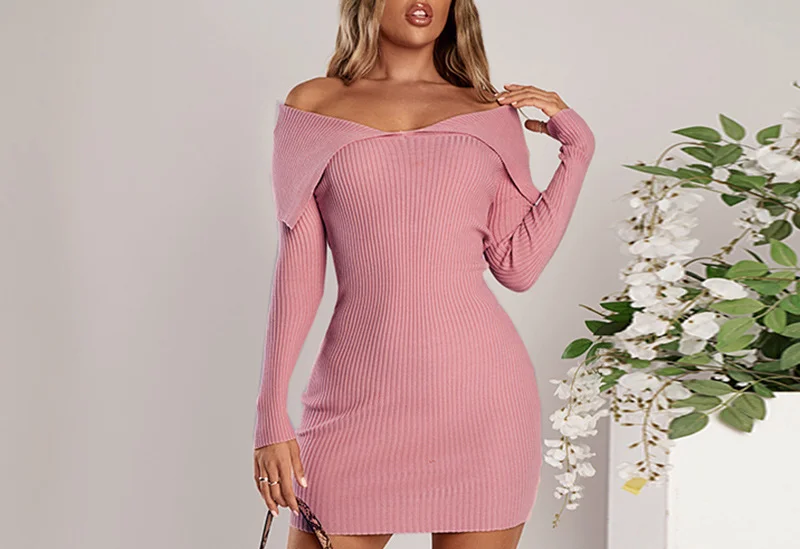 

Women's 2021 New V-neck Knitted Dress