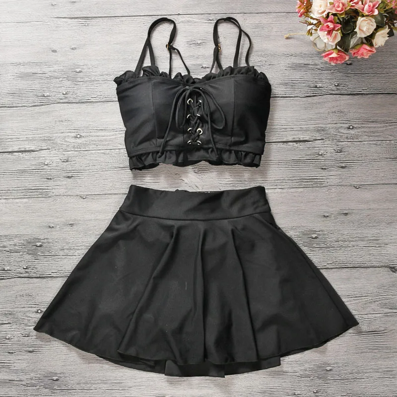 

2021 Women Black Two Piece Bikini Set Swimwear Push Up Bathing Suit Summer Sexy Biquinis Padded Swimsuit Underwire Swim Suits