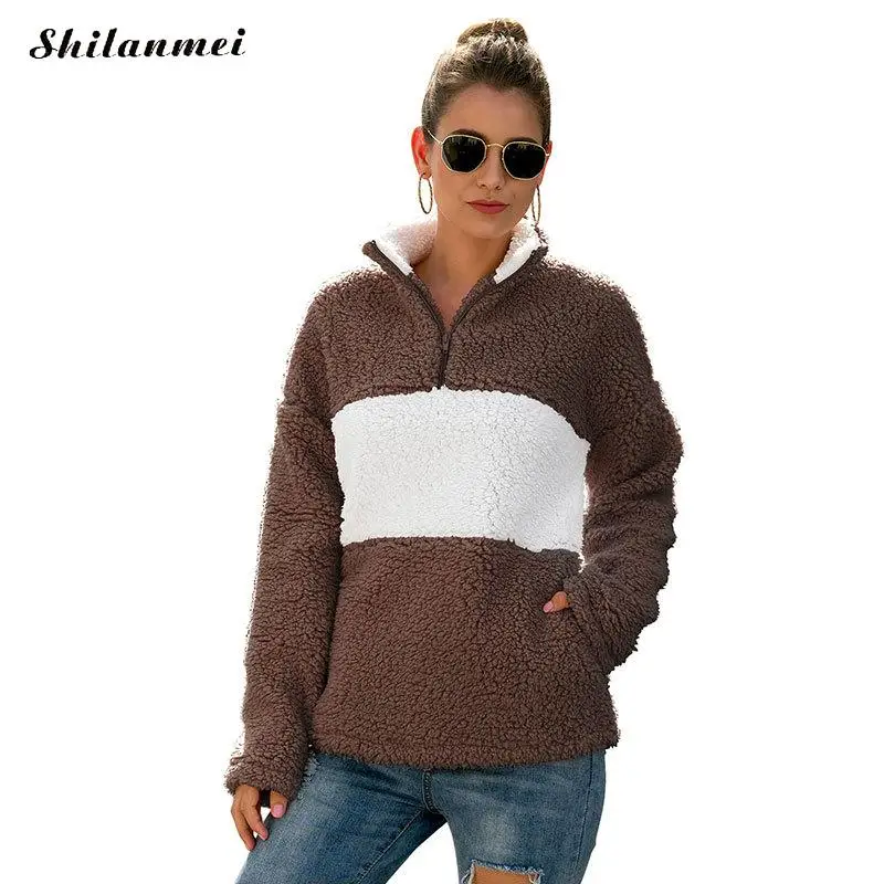 Женские пуловеры со стоячим воротником 2019 зимняя уличная флисовая одежда в стиле