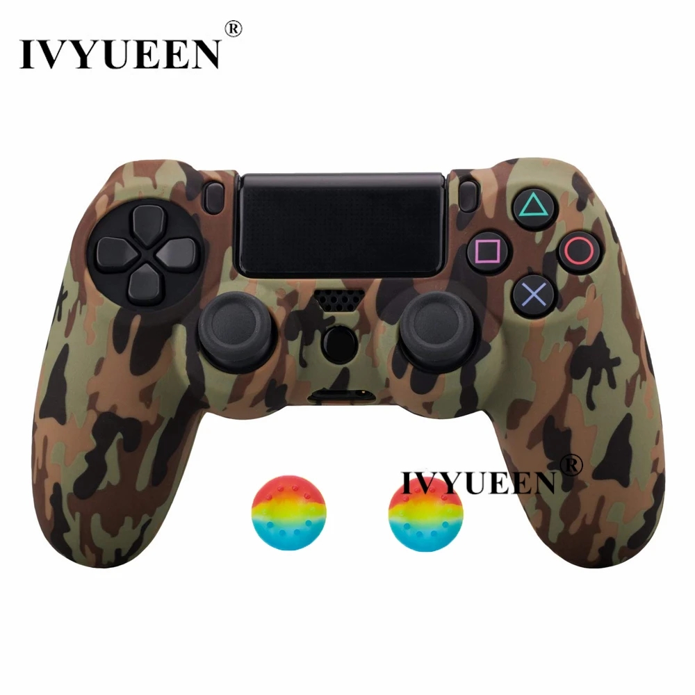 Desert Camo IVYUEEN для sony playstation 4 PS4 Pro тонкий контроллер силиконовый чехол защитная кожа с аналоговой рукояткой для PS4 DS4 геймпад - Цвет: Desert Camo