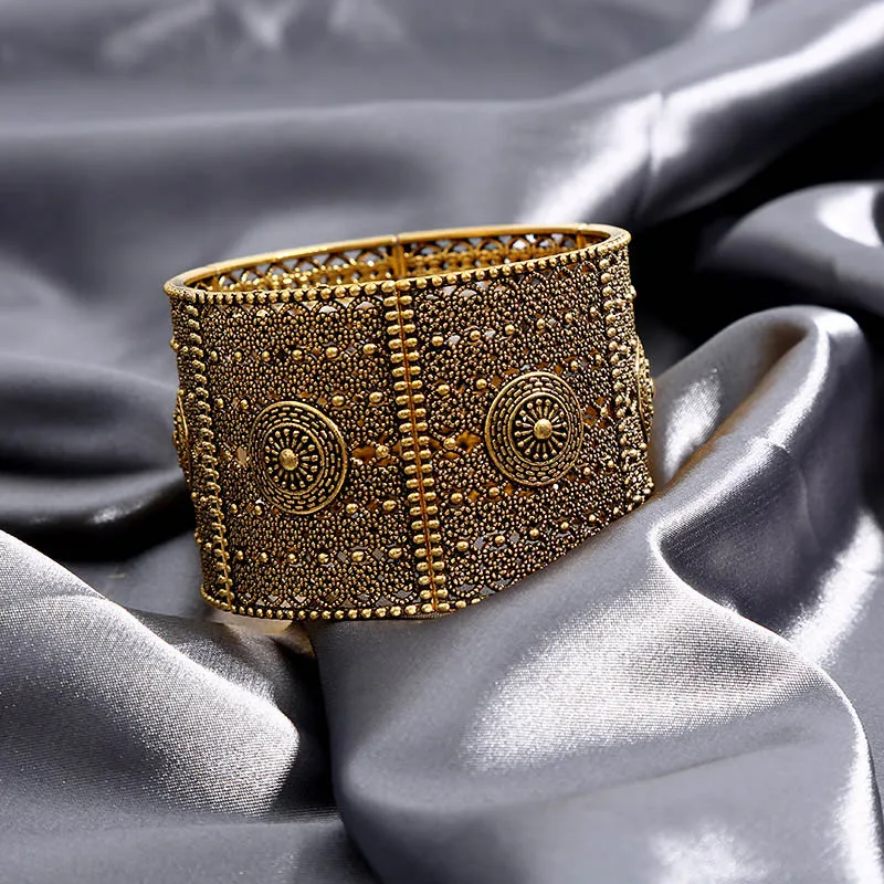 Женский полый браслет с широкими манжетами браслеты из бисера золотого цвета