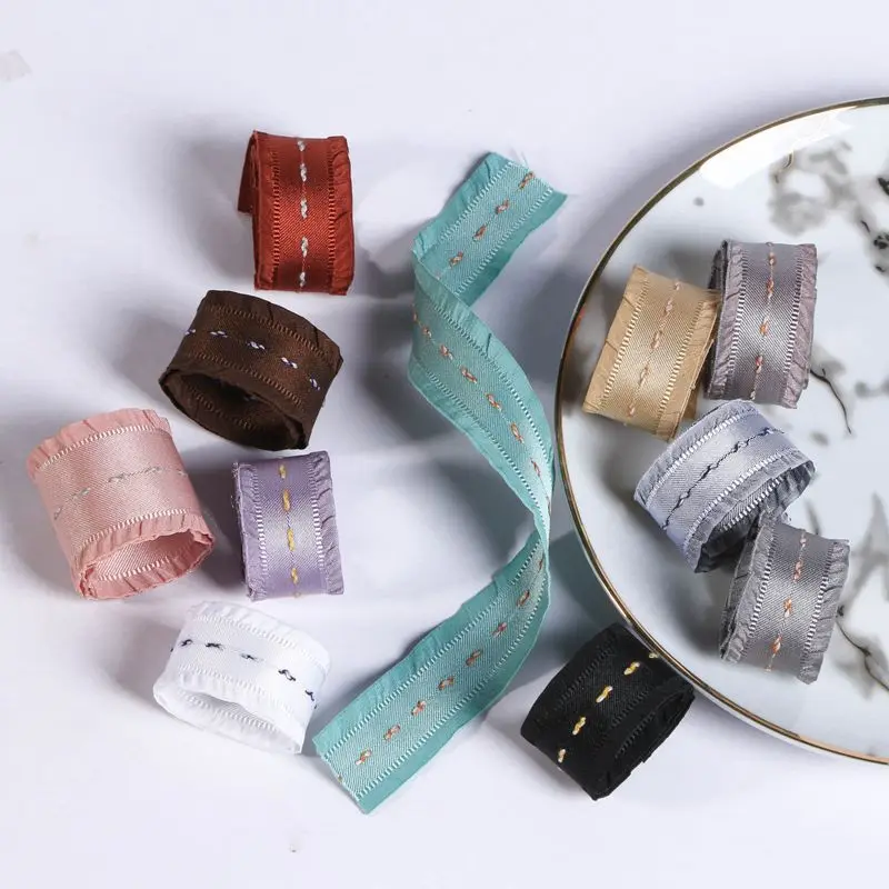 Лента с оборками из полиэстера вышитыми полосками 25 мм толстая ткань сделай сам