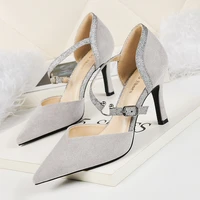 2020 new summer women ankle strap sandals high thin heel pointed toe cover heel elegant sexy ladies women shoes fashion pumps